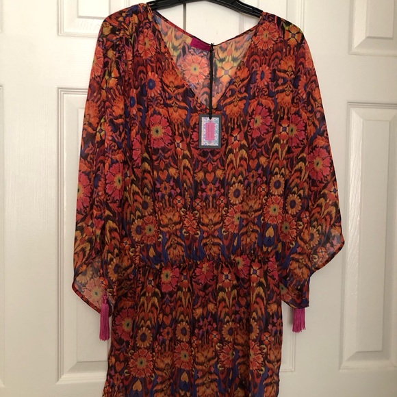 NWT Kurt Geiger Multicolor Floral Swim Coverup size Small - Picture 1 of 14